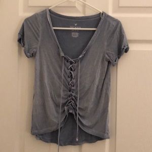 Blue laced up front tee